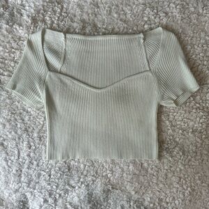Cream ribbed crop top